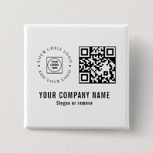 Custom Business Company Logo QR Code Minimalist 2 Inch Square Button