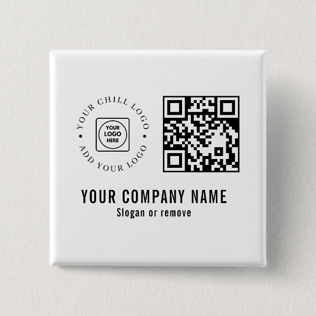 Custom Business Company Logo QR Code Minimalist 2 Inch Square Button (Front)