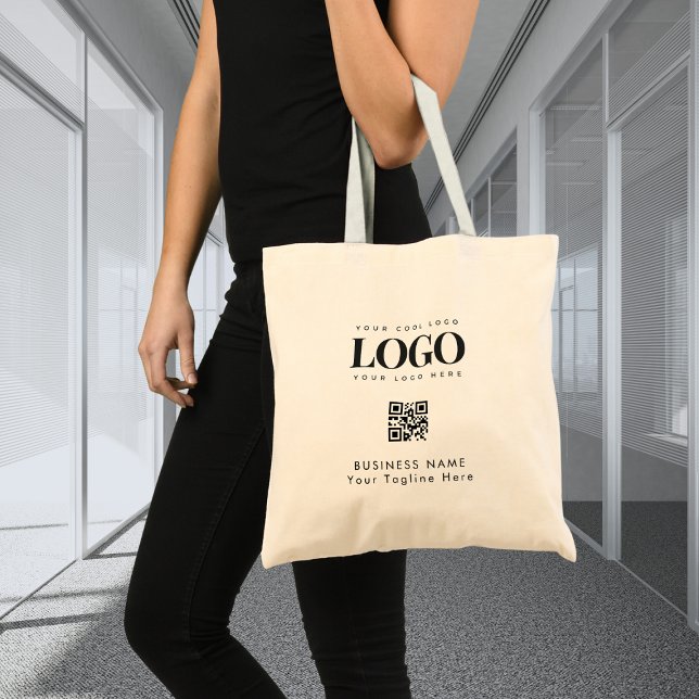 Custom Business Company Logo Qr Code Minimalist Tote Bag (Creator Uploaded)