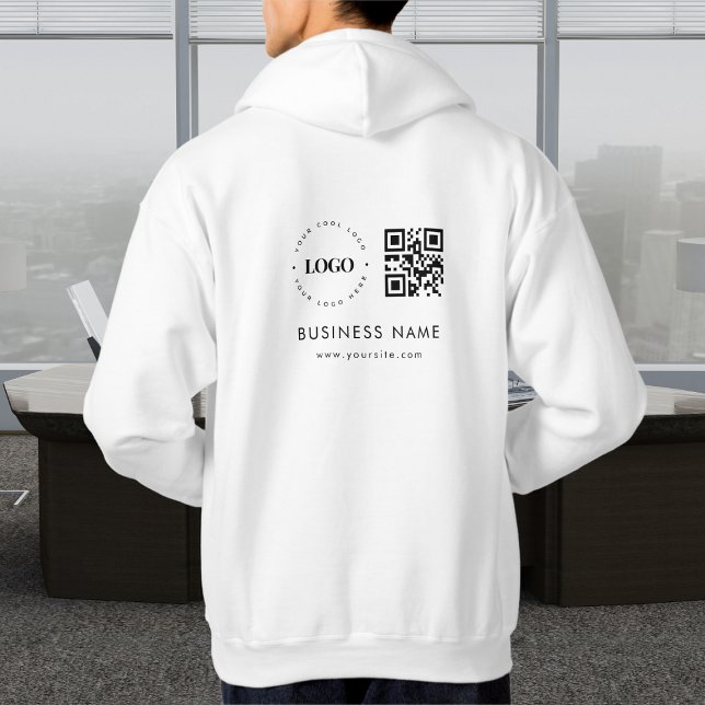 Custom Business Company Logo QR Code Scan & Text  Hoodie (Creator Uploaded)