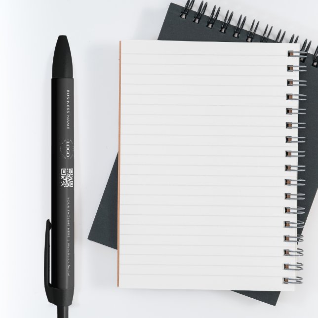 Custom Business Company Logo QR Code & Text Simple Black Ink Pen (Creator Uploaded)