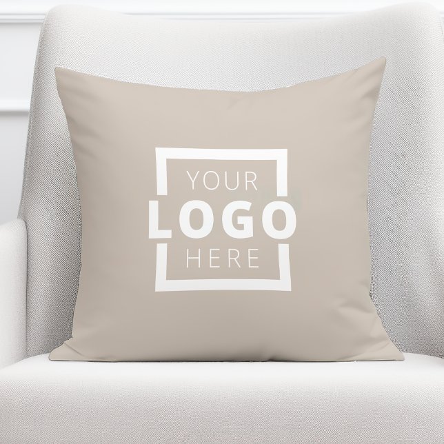 Custom Business Company Logo Taupe Throw Pillow (Creator Uploaded)
