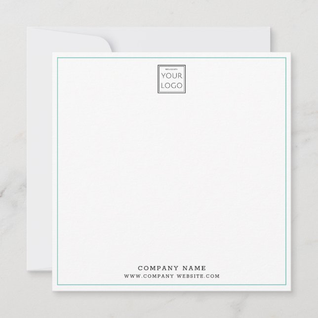Custom Business Company Logo Teal Square Card (Front)