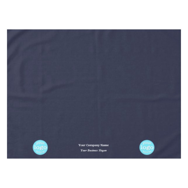 Custom Business Company Name Logo Trade Show Blue Tablecloth (Front (Horizontal))