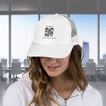 Custom Business Company QR Code & Text Minimalist Trucker Hat<br><div class="desc">Promote your business with this cool trucker hat,  featuring custom QR Code template! Easily add your own logo by clicking on the "personalize" option.</div>