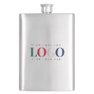 Custom Business Company Rectangle Logo Colourful Hip Flask
