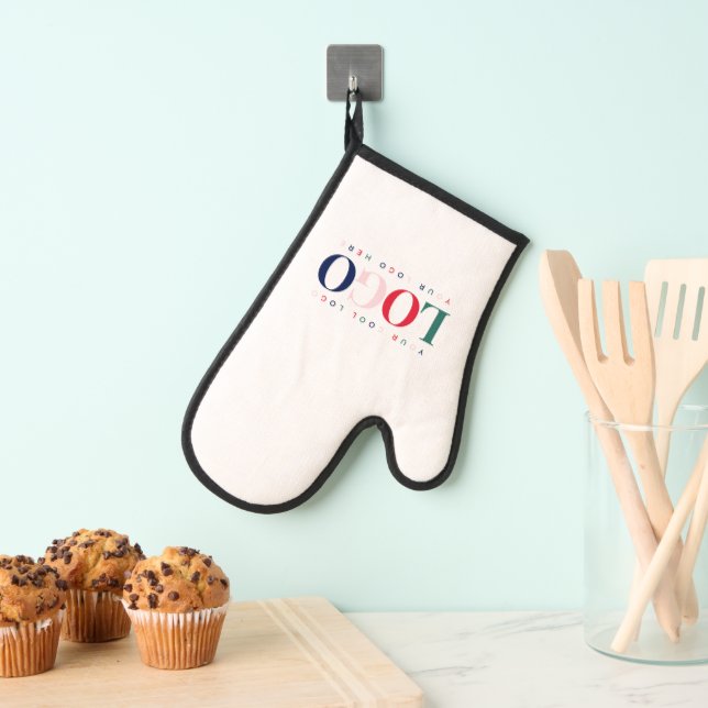 Custom Business Company Rectangle Logo Colourful Oven Mitt (Insitu(Hanging))