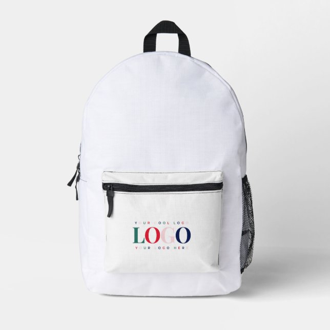 Custom Business Company Rectangle Logo Colourful Printed Backpack (Front)