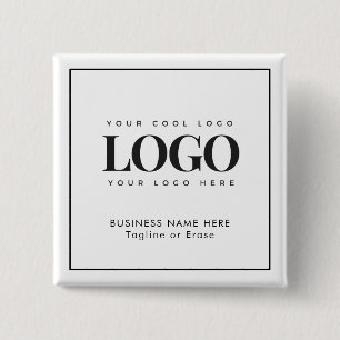 Custom Business Company Rectangle Logo Text 2 Inch Square Button