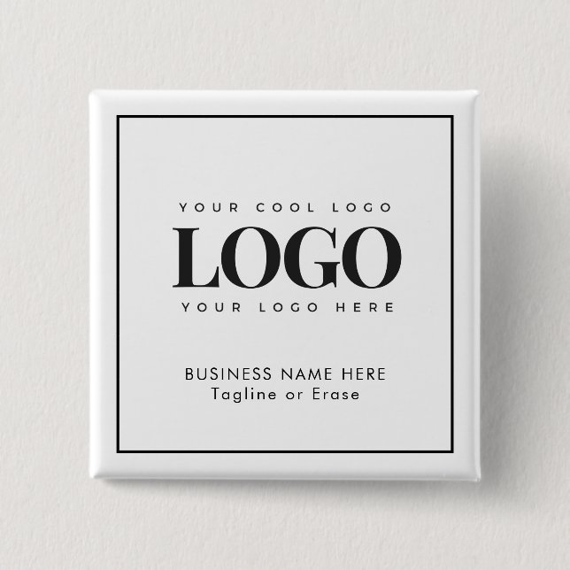 Custom Business Company Rectangle Logo Text 2 Inch Square Button (Front)