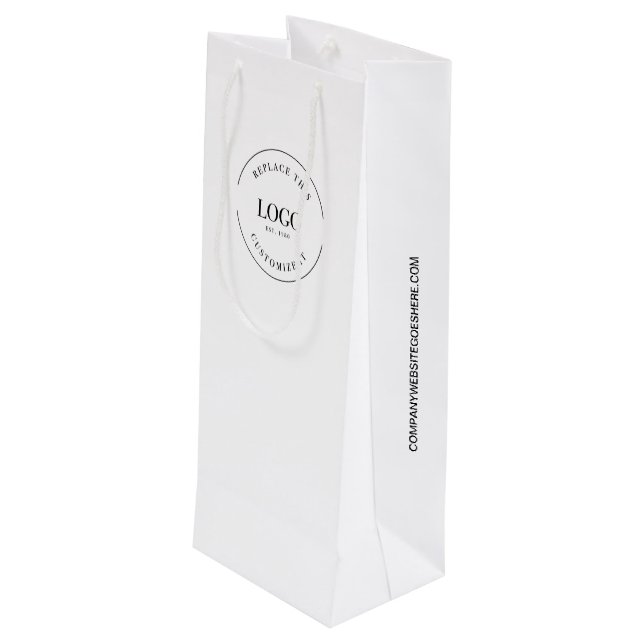 Custom Business Company website Your Logo  Wine Gift Bag (Back Angled)