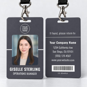 Custom Business Employee Bar Code Photo Name Badge