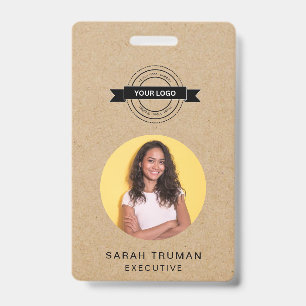 Custom Business Employee Card Rustic Craft  Badge