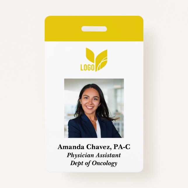 Custom Business Employee Photo Name Badge (Front)