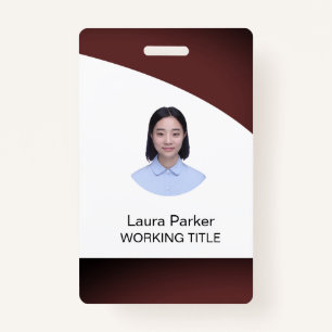 Custom Business Employee Photo Text Coffee Brown Badge