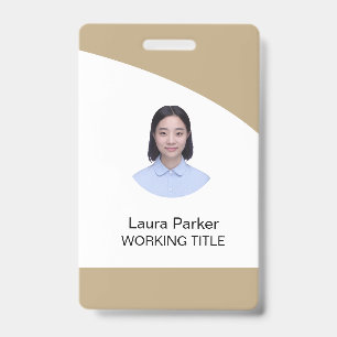 Custom Business Employee Photo Text Cream Snuff Badge