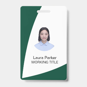 Custom Business Employee Photo Text Dark Green Badge