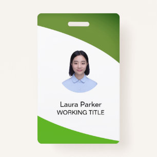 Custom Business Employee Photo Text Lime Green Badge