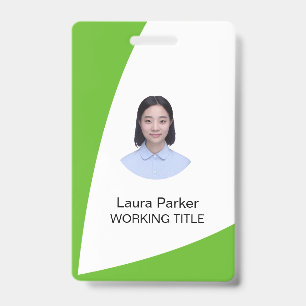 Custom Business Employee Photo Text Lime Green Badge