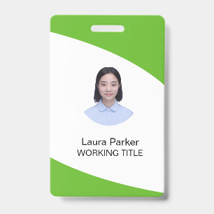Custom Business Employee Photo Text Lime Green Badge