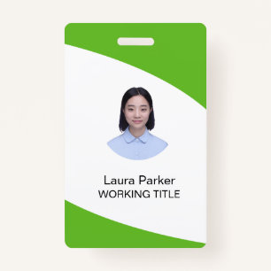 Custom Business Employee Photo Text Lime Green Badge