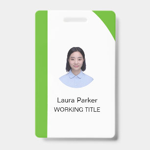 Custom Business Employee Photo Text Lime Green Badge