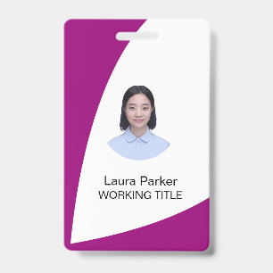 Custom Business Employee Photo Text Purple Indigo Badge