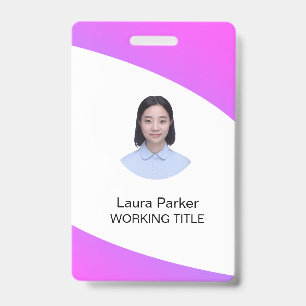 Custom Business Employee Photo Text Purple Pink Badge