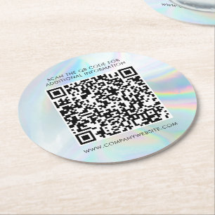 Custom Business Holographic QR Code Marketing Round Paper Coaster
