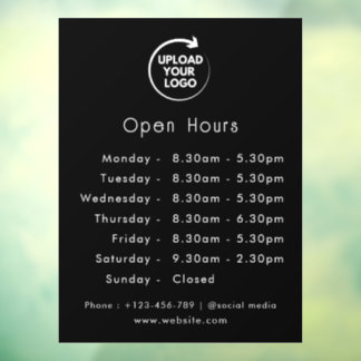 Custom Business Hours Door Sign with Company Logo