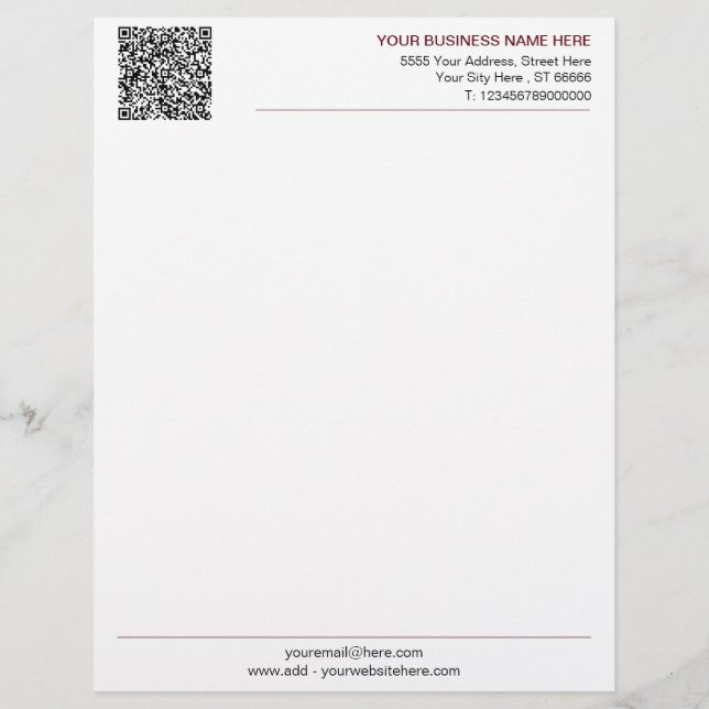 Custom Business Letterhead Template with QR Code (Front)