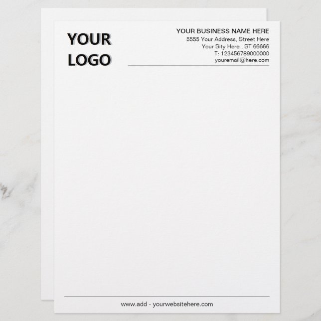 Custom Business Letterhead with Logo and QR Code (Front/Back)