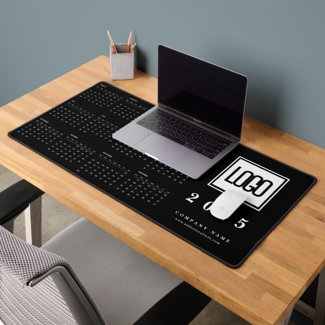Custom Business Logo 2025 Black Calendar Desk Mat (Office 2)