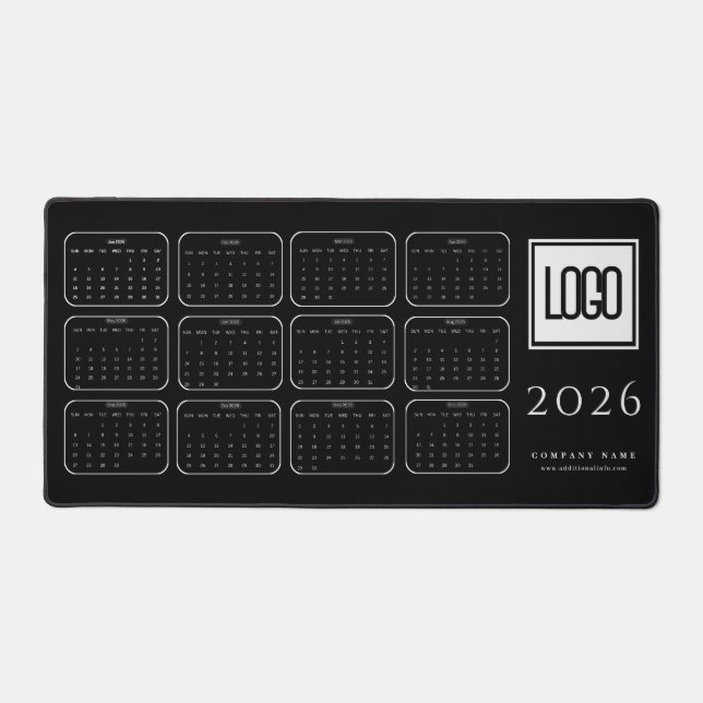 Custom Business Logo 2026 Black Calendar Desk Mat (Recto)