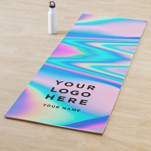 Custom Business Logo Abstract Pink Holographic y2k Yoga Mat