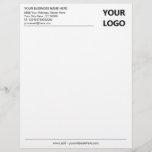Custom Business Logo Address Info Letterhead<br><div class="desc">Your Colour and Font - Simple Personalized Black White Business Office Letterhead with Your Logo - Add Your Logo - Image / Business Name - Company / Address - Contact Information - Resize and move or remove and add elements / image and text with customization tool. Choose your text /...</div>