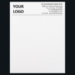 Custom Business Logo Address Letterhead Template<br><div class="desc">Custom Fonts and Colours - Design Your Own Simple Personalized Black and White Business Letterhead with Logo - Add Your Logo - Image - Photo or QR Code / Name - Company / Address - Contact Information / More - Resize and move or remove and add elements / image /...</div>