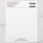 Custom Business Logo Address Office Letterhead<br><div class="desc">Your Colour and Font - Simple Personalized Black White Business Office Letterhead with Your Logo - Add Your Logo - Image / Business Name - Company / Address - Contact Information - Resize and move or remove and add elements / image and text with customization tool. Choose your text /...</div>