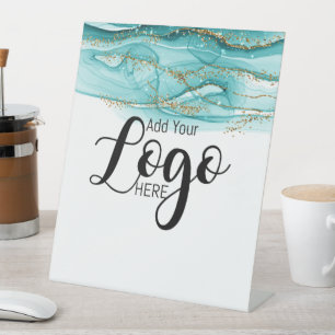 custom business logo advertising teal ink pedestal sign