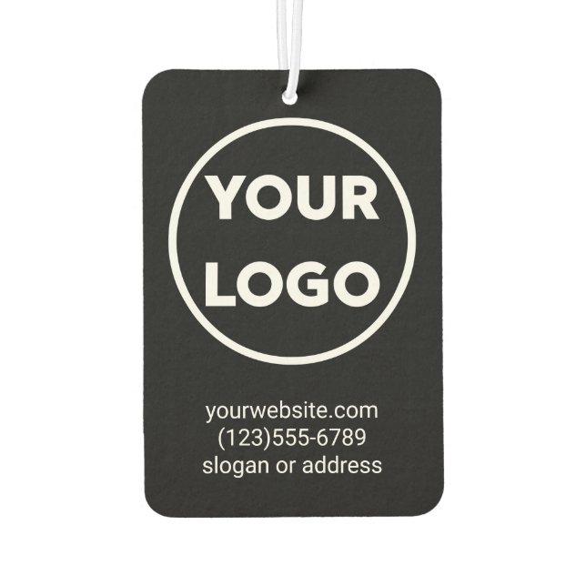 Custom Business Logo and Contact Info on Black Air Freshener (Back)