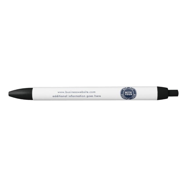 Custom Business Logo and Corporate Website Black Ink Pen (Front)