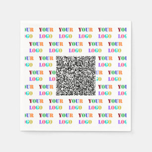 Custom Business Logo and QR Code Company Napkins