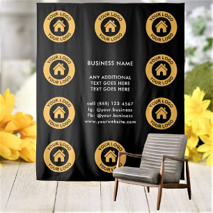 Custom Business Logo And Text Backdrop Tapestry