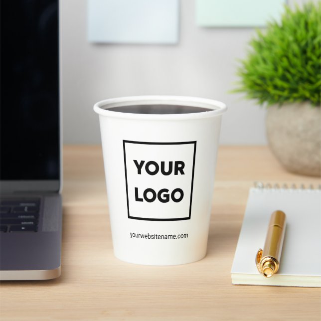 Custom Business Logo and Text Branded Paper Cups (Insitu)