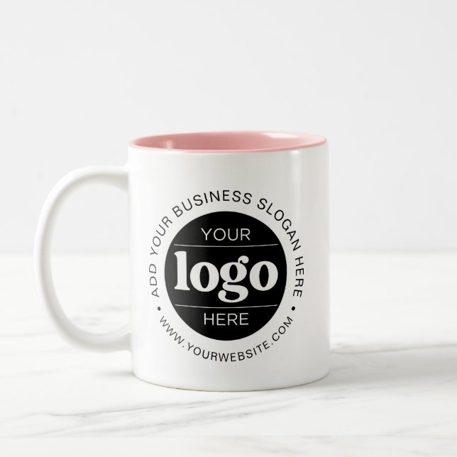 Custom Business Logo and Text Branded Two-Tone Coffee Mug (Left)