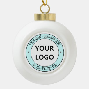 Custom Business Logo and Text Christmas Ornament