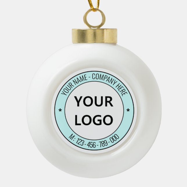 Custom Business Logo and Text Christmas Ornament (Front)