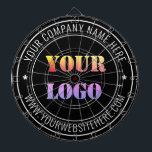 Custom Business Logo and Text Company Dart Board<br><div class="desc">Custom Colours and Font - Personalized Dart Board with Your Company Logo Name Website or Custom Text Promotional Business Dartboards Gift - Add Your Logo - Image or QR Code - Photo / Name - Company / Website - Information / More - Resize and move or remove and add elements...</div>