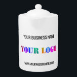 Custom Business Logo and Text Company Teapot<br><div class="desc">Custom Colours and Fonts - Teapots with Your Logo Name Website Promotional Personalized Company Office Promotion Business or Personal Customizable Colours and Text Modern Teapot Gift - Add Your Logo - Image - Photo or QR Code / Name - Company / Website or E-mail or Phone - Contact Information /...</div>