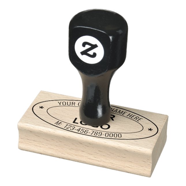 Custom Business Logo and Text Oval Rubber Stamp (Stamp)